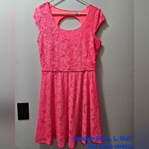 Neon Pink / Coral Lace Dress
